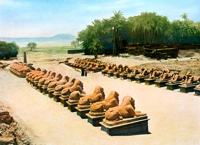 Avenida de esfinges con cabeza de carnero, templo de Amón-Ra, Karnak, Luxor, Egipto, siglo XX de Unbekannt