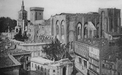 Aviñón - Vista del Palacio de los Papas y la Torre del Reloj, c1925 de Unbekannt