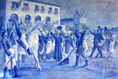 Mosaico de azulejos que representa a la gente de Cachoeira animando al Príncipe Pedro, quien llevó a Brasil a la independencia, Cachoeira, Brasil de Unbekannt