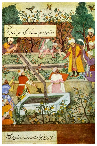 Babur supervisando en el Jardín de la Fidelidad, 1508-1956 de Unbekannt