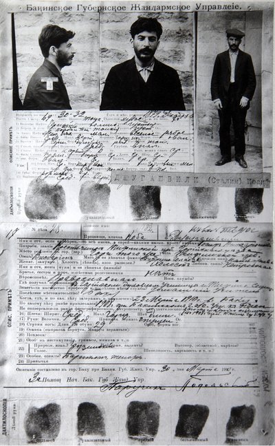 Formulario policial de Bakú del criminal político J Jugashvili Stalin, 1910 de Unbekannt