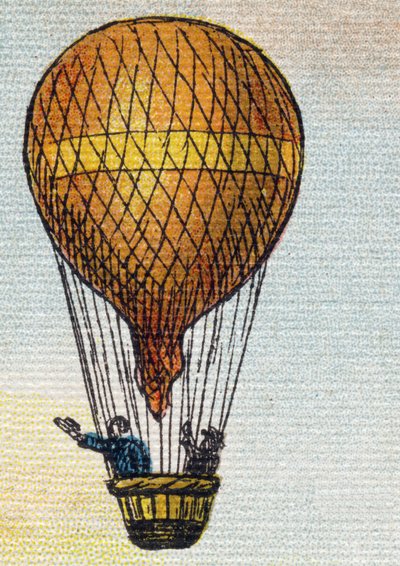 Globo. Grabado en "Alfabeto de mi pequeña hija". Bernardin-Bechet y Fils, libreros-editores, París, alrededor de 1895. Álbum irrompible en lienzo. Biblioteca de Bebés. 12 páginas. Álbum que contiene un método de lectura y un abecedario ilustrado de Unbekannt
