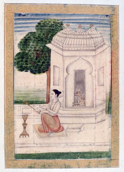 Bamgali Ragini, Álbum Ragamala, Escuela de Rajasthan, siglo XIX de Unbekannt