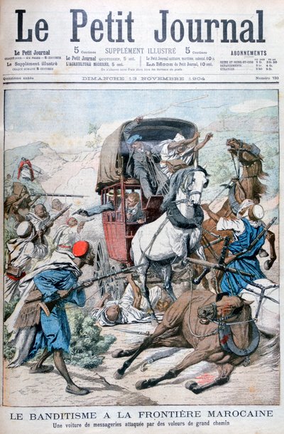 Bandidos atacando una diligencia en la frontera marroquí, 1904 de Unbekannt