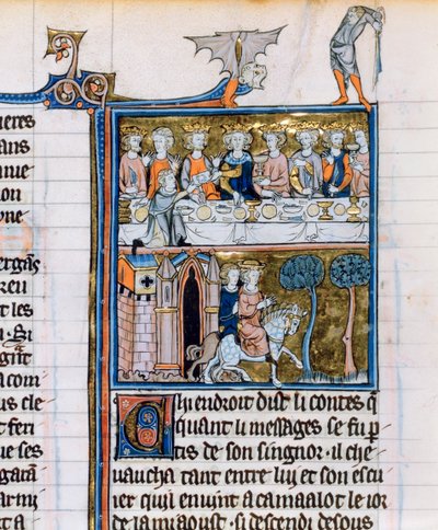 Banquete y jinetes, c1280-1290 de Unbekannt