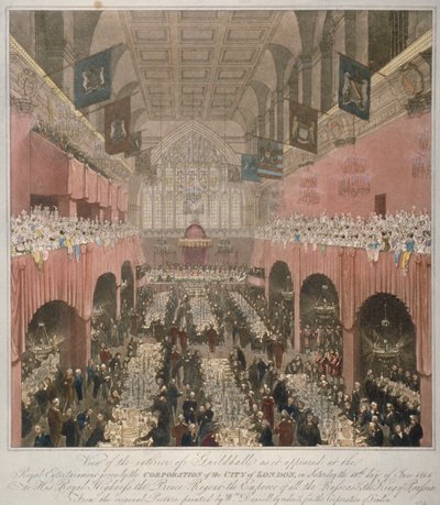 Banquete en el Guildhall, Ciudad de Londres, 1814-1815 de Unbekannt