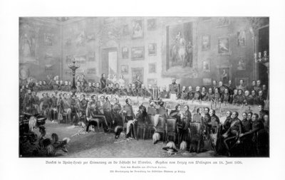 Banquete conmemorando la victoria en Waterloo, 1836 de Unbekannt