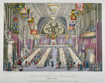 Banquete en el Guildhall en honor a la Reina Victoria, Ciudad de Londres, 1837 de Unbekannt