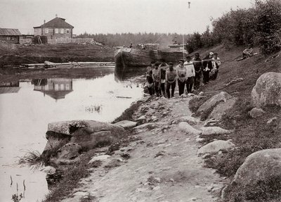 Remolcadores de barcazas en el Volga, Rusia, c1895 de Unbekannt