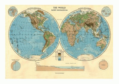 Mapa batiorográfico del mundo de Unbekannt