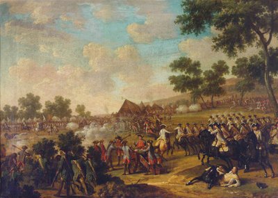 Escena de batalla de la Guerra de los Siete Años, segunda mitad del siglo XVIII de Unbekannt