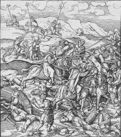 Batalla entre los mongoles bajo Timur y los turcos, c1400 1908 de Unbekannt