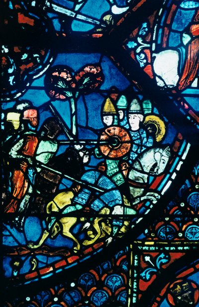 Batalla de Sahagun, vidriera, Catedral de Chartres, c1225 de Unbekannt