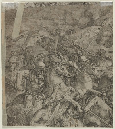 Batalla del Puente Milvio fragmento verso, 1500s de Unbekannt