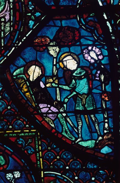 Baudoin atiende al moribundo Roland, vidriera, Catedral de Chartres, Francia de Unbekannt