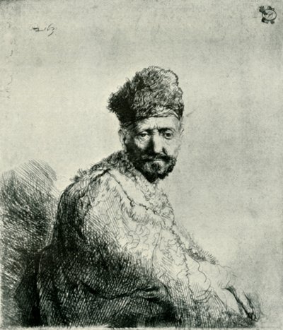 Hombre barbudo con gorro y bata oriental: el padre del artista, 1631 de Unbekannt
