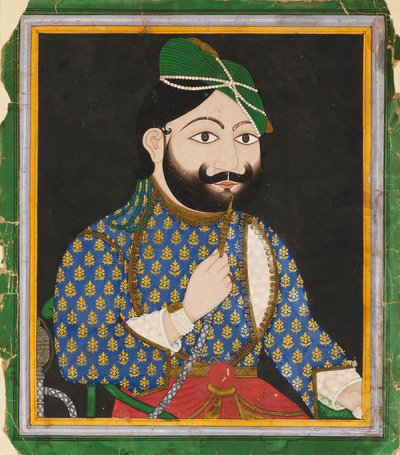 Hombre barbudo con turbante verde, siglo XIX de Unbekannt