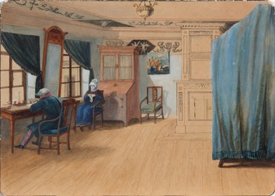 Interior de dormitorio. Conde Yegor Frantsevich Kankrin 1774-1845 en su escritorio, 1820s de Unbekannt
