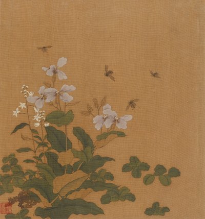 Abejas revoloteando sobre flores, dinastía Qing, siglo XVIII de Unbekannt