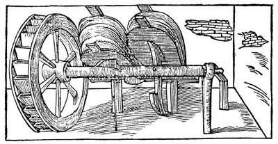 Fuelles operados por un árbol de levas impulsado por una rueda hidráulica, 1540 de Unbekannt