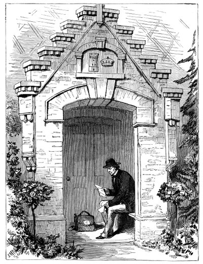 Benjamin Disraeli 1804-1881 leyendo cartas en el porche de Hughenden Lodge, siglo XIX de Unbekannt