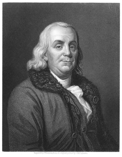 Benjamin Franklin, científico, inventor y estadista estadounidense del siglo XVIII, 1835 de Unbekannt