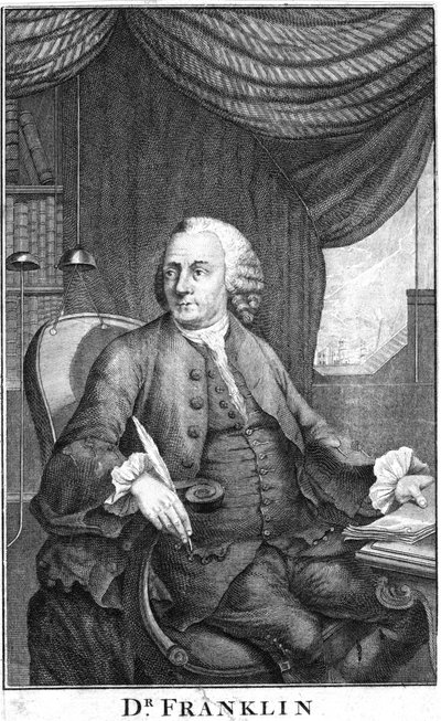 Benjamin Franklin, científico, inventor y estadista estadounidense, finales del siglo XVIII de Unbekannt