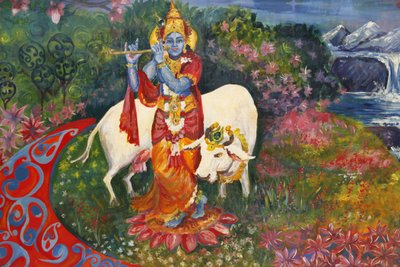 Bhaktivedanta Manor Pintura que representa a Krishna y una vaca, Watford, Gran Bretaña de Unbekannt