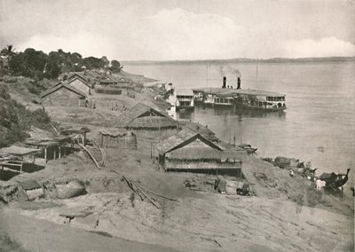 Bhamo - Vapor de correo de la flotilla de Irrawaddy en el embarcadero, 1900 de Unbekannt