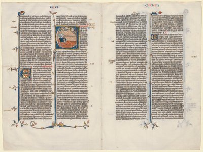 Bifolio de una Biblia: Inicial E[t factum est] con Ezequiel, c. 1290 de Unbekannt