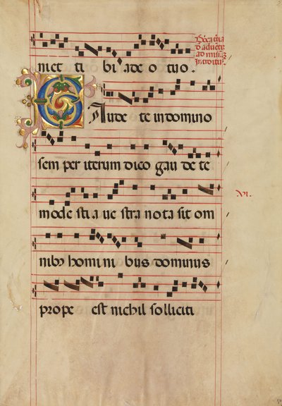 Bifolio con inicial foliado C, de un gradual, italiano, segunda mitad del siglo XV de Unbekannt