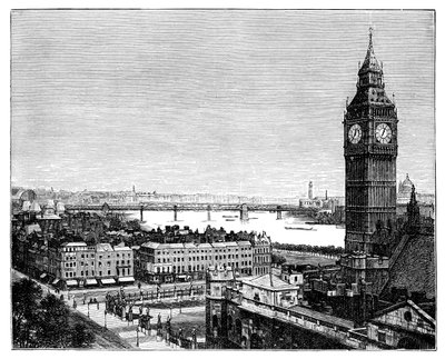 Big Ben y las Casas del Parlamento, Westminster, Londres, 1870 de Unbekannt