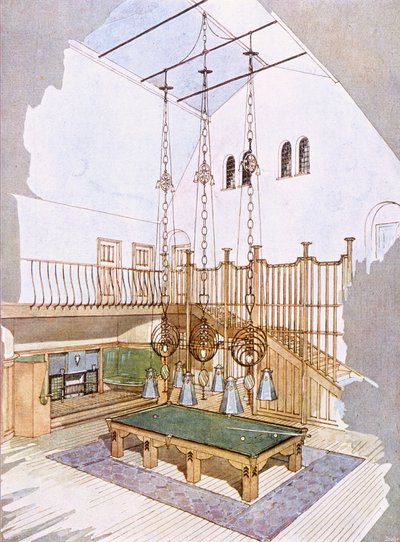 Sala de billar, diseñada por George Walton, de 