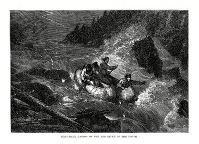 Canoas de corteza de abedul en el Río Rojo del Norte, Estados Unidos, 1877 de Unbekannt
