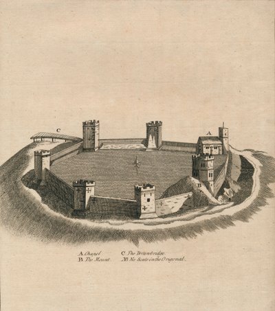 Vista aérea del Castillo de Oxford en Oxfordshire, c1800 de Unbekannt