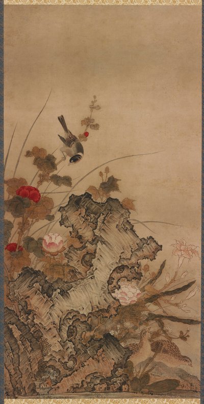 Aves y flores, período Edo, siglo XVIII de Unbekannt