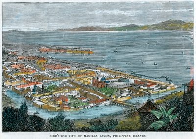 Vista de pájaro de Manila, Luzón, Islas Filipinas, c1880 de Unbekannt