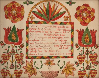 Certificado de nacimiento y bautismo, 1822 de Unbekannt