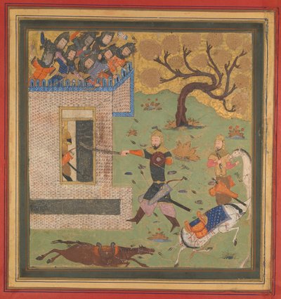 Bizhan obliga a Farud a retirarse a su fortaleza, folio de un Shahnama Libro de los Reyes, c1430-40 de Unbekannt