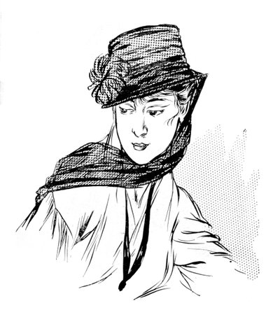 Sombrero de crespón negro con crisantemo de seda y velo de luto, 1915 de Unbekannt