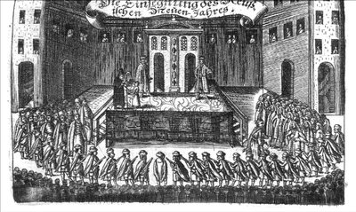 Bendición del Año Nuevo Ruso de Georg Adam Schleissing Derer beyden Czaaren en Reussland Iwan und Peter Alexewiz, 1693 de Unbekannt