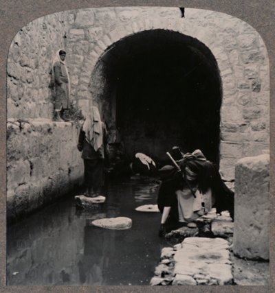 Ciegos lavándose los ojos en el estanque de Siloé, c. 1900 de Unbekannt