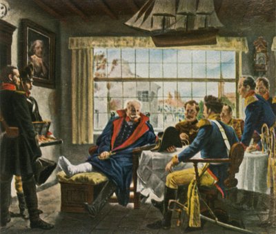 Blücher toma posesión de las medallas y el sombrero de Napoleón después de...Waterloo, 18 de junio de 1815, 1936 de Unbekannt
