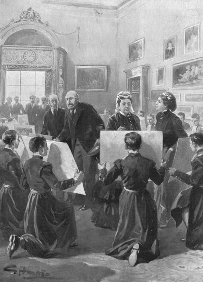 Niños de Bluecoat mostrando sus dibujos a la Reina Victoria en el Palacio de Buckingham, 1873, 1901 de Unbekannt