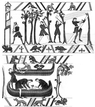 Carpinteros de barcos y naves, c. finales del siglo XI-principios del siglo XII, 1849 de Unbekannt