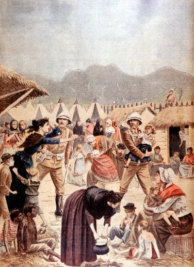 Mujeres y niños bóer en un campo de concentración británico en el Transvaal, Guerra de los Bóer, 1901 de Unbekannt