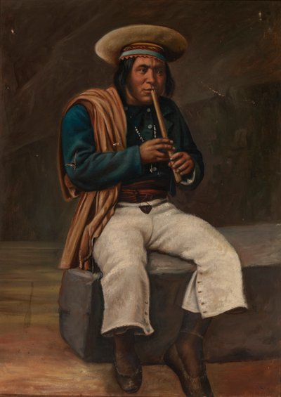 Indio boliviano tocando la quena, ca. 1890-1892 de Unbekannt