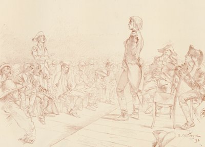 Bonaparte dirigiéndose a un club jacobino en Córcega, c1789, 1896 de Unbekannt