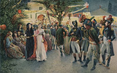 Bonaparte, Kleber, Eugène De Beauharnais, Lasalle y Junot en el Jardín Tivoli en El Cairo, 1896 de Unbekannt