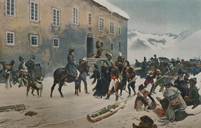 Bonaparte recibido por los monjes del Monte San Bernardo. Paso de los Alpes, mayo 1800, 1896 de Unbekannt